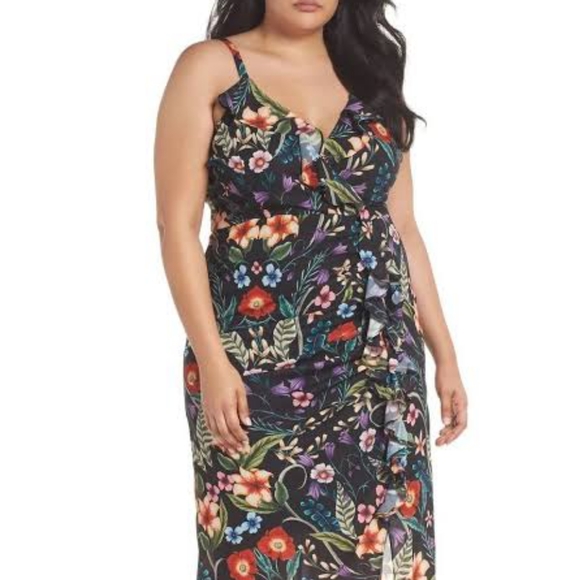 COOPER ST Gardenia Vintage Drape Black Floral Midi Dress NWT - Picture 4 of 11